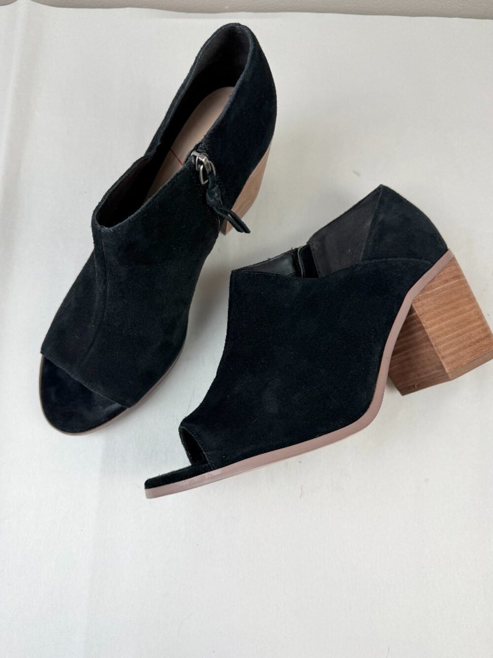Sole Society | Black Suede Open Toe Arroyo Block Heel Ankle Booties Size 11 - Picture 1 of 9